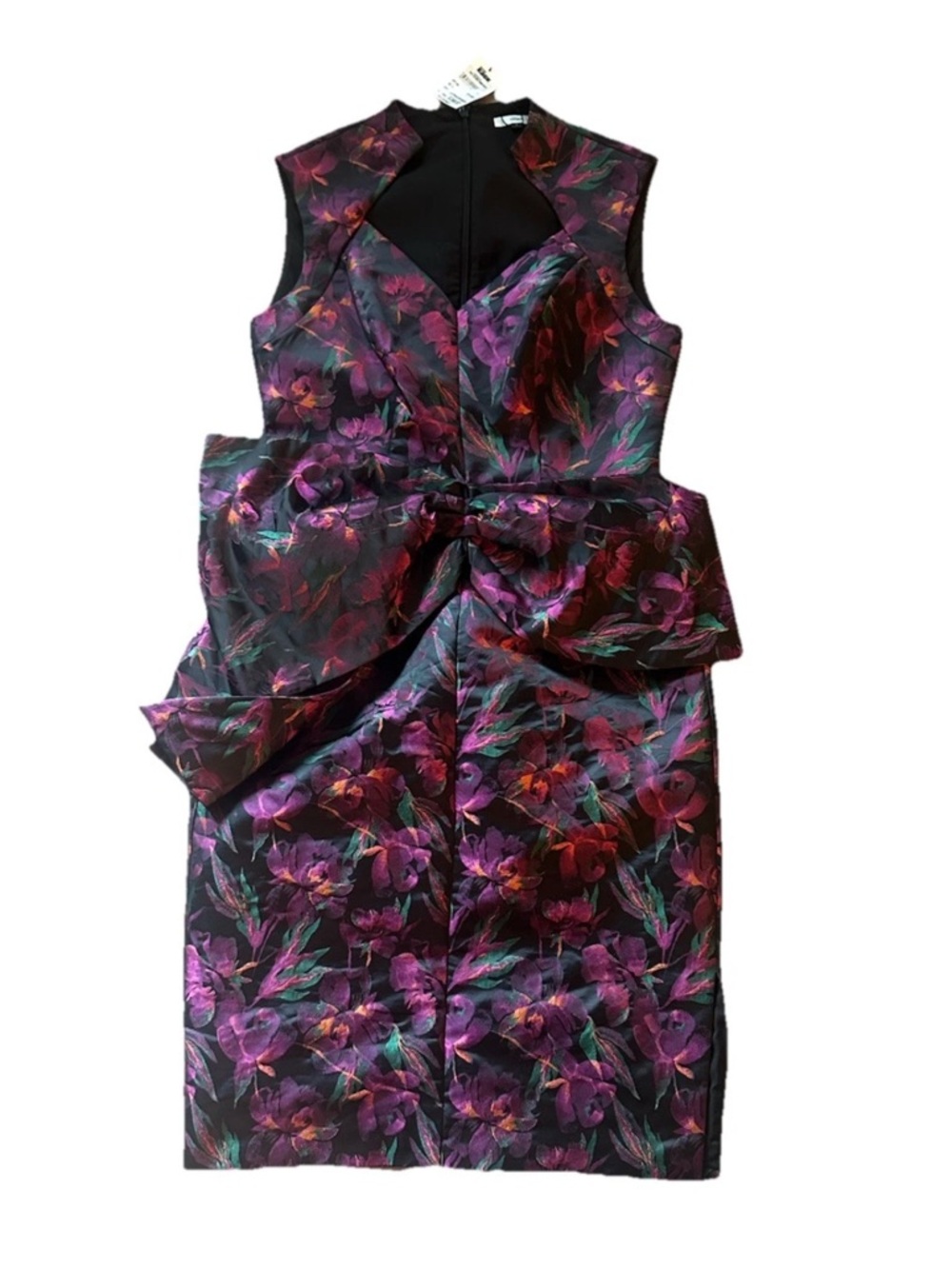 ERDEM Brocade Bow Fuschia Midi Dress Metallic Floral Sz US 8 - NWT $1,165
